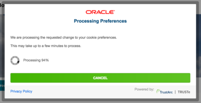 Notification: "We are processing your cookie preferences. this may take up to a couple minutes"